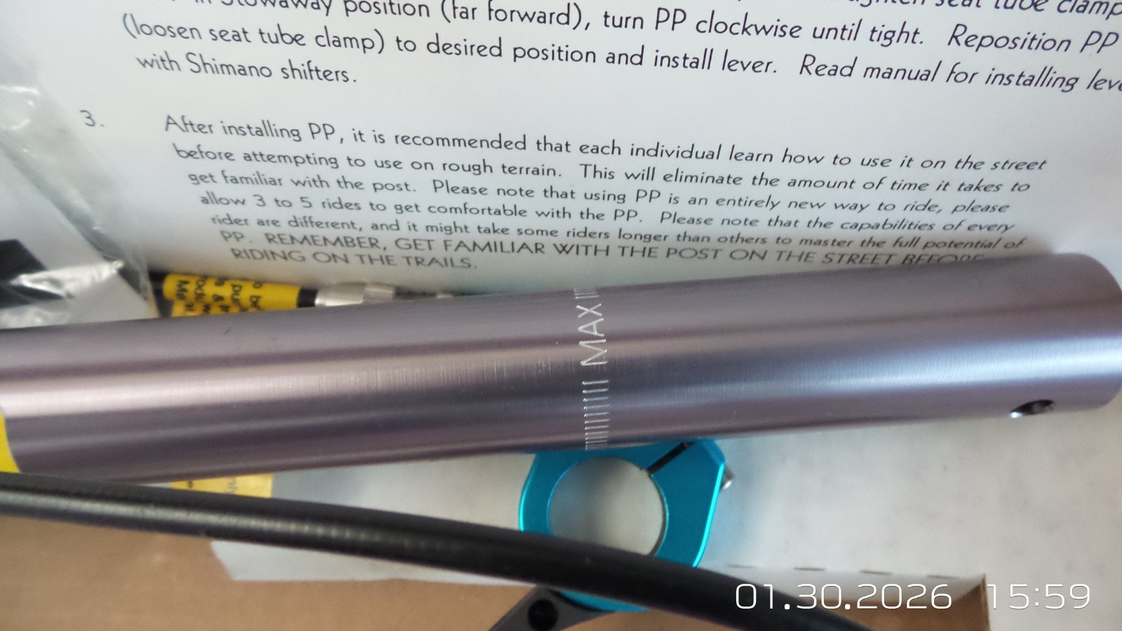 Power Post Max Dropper Seatpost 4 Position Anodized Blue Turquoise 27.2mm