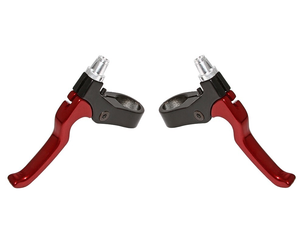 ALTA Bicycle 4 Finger Alloy 408 Bike Brake Lever Set Black/Red 22.2mm Clamp