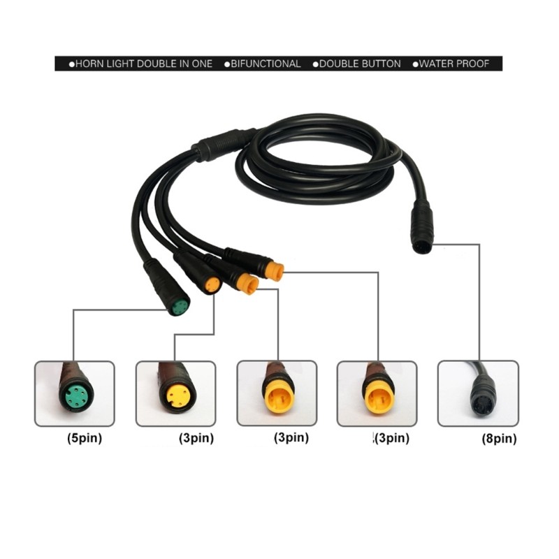 Electric Bike 1 to 4 Harness Conversion Cable 1T4 Waterproof Cable Controller