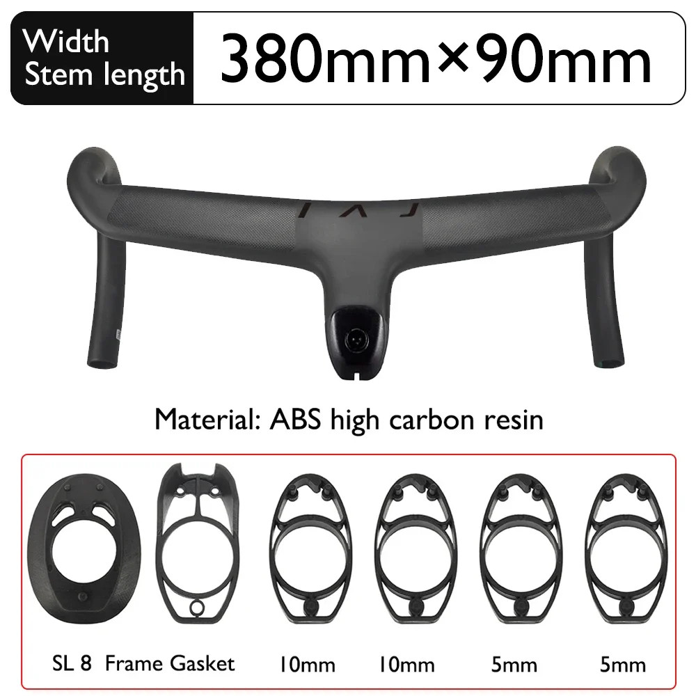 Road Bike Carbo Handlebar 6 Degree Stem Internal Cable Routing Cockpit Di2