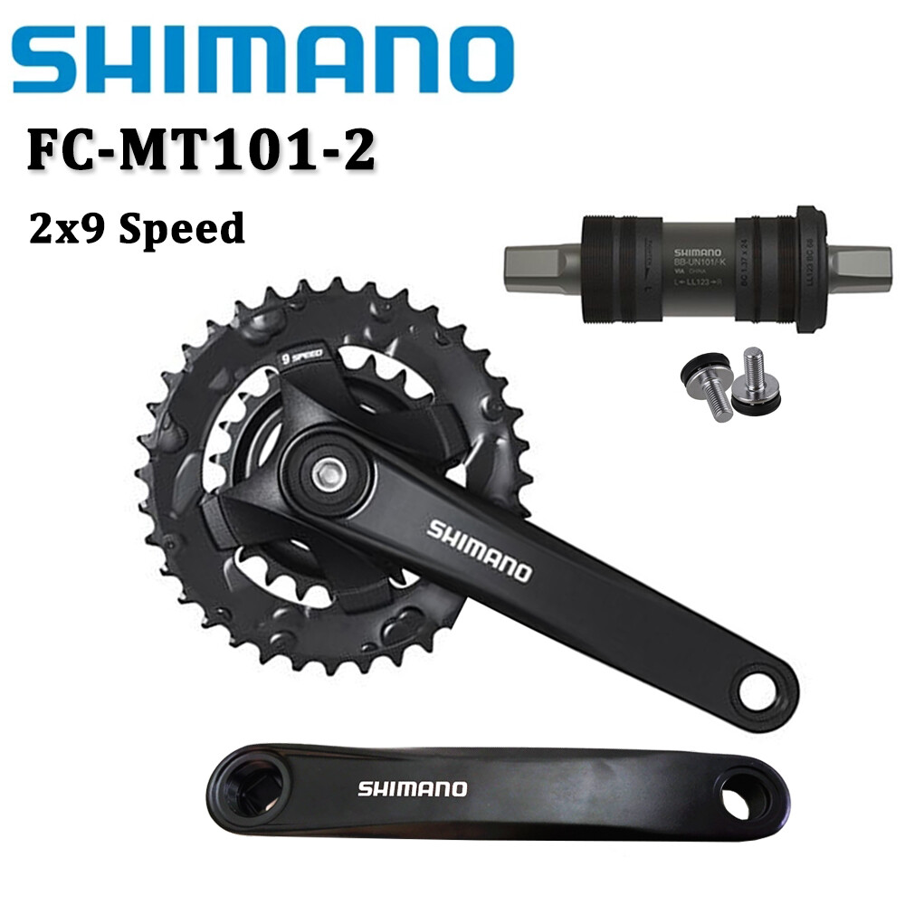 Shimano FC-MT101 2×9 Speed Crankset With BB-UN101 22-36T 170MM Black MTB Bike
