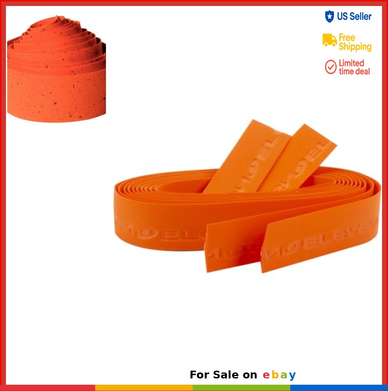 Road Handlebar Tape Orange EVA Cork 45g Set 2 Tapes Plugs Stickers Wrapping