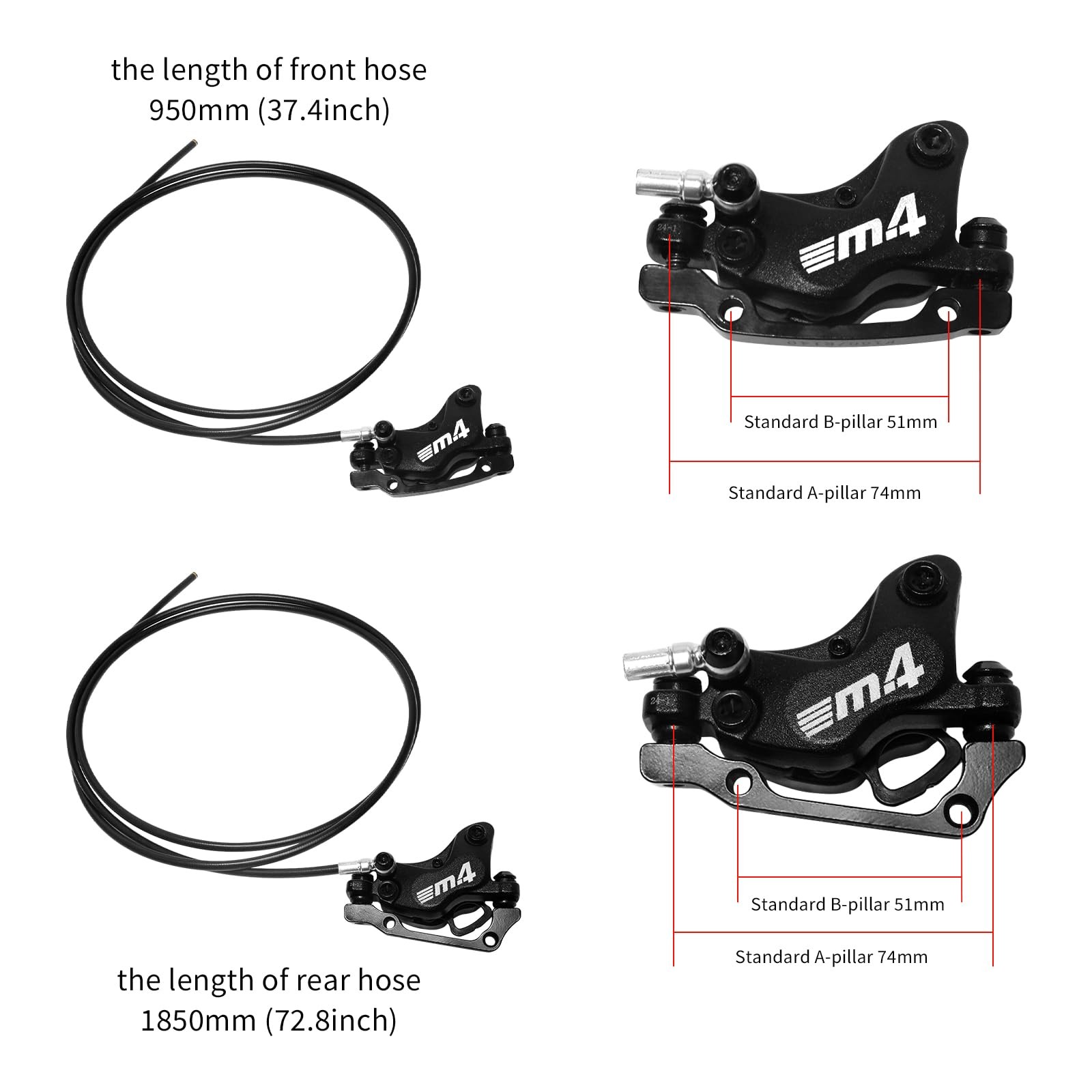 ZTZ 4Piston eBike Hydraulic Brake Set,2PIN PowerOff Hydraulic Disc Brake for …