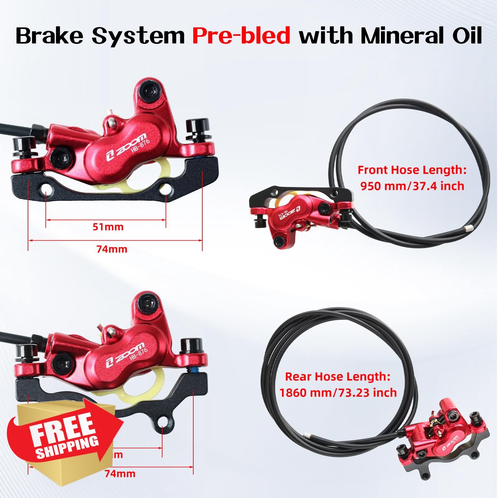 Liuceny HB876E Red Hydraulic Disc Brakes