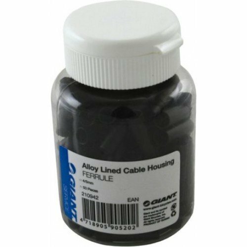 GIANT ALLOY LINED CABLE HOUSING FERRULE 4/5MM BLACK 50 PCS NEW 210942