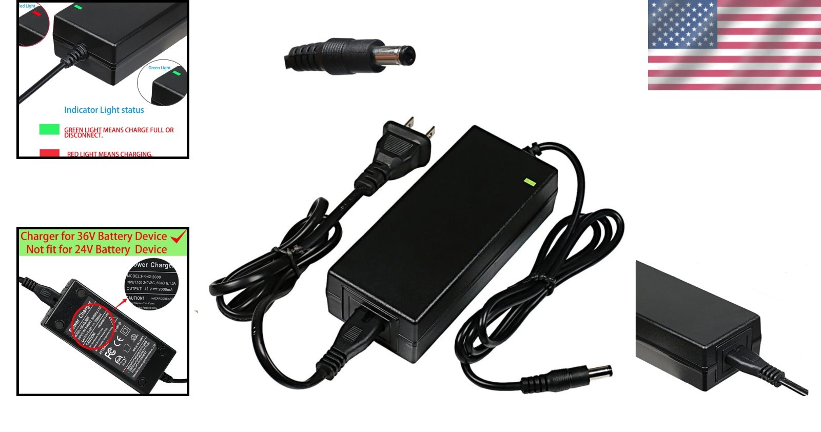 Compact 42V 2A Wall Adapter for 36V Electric Bike – Charging Indicator Included