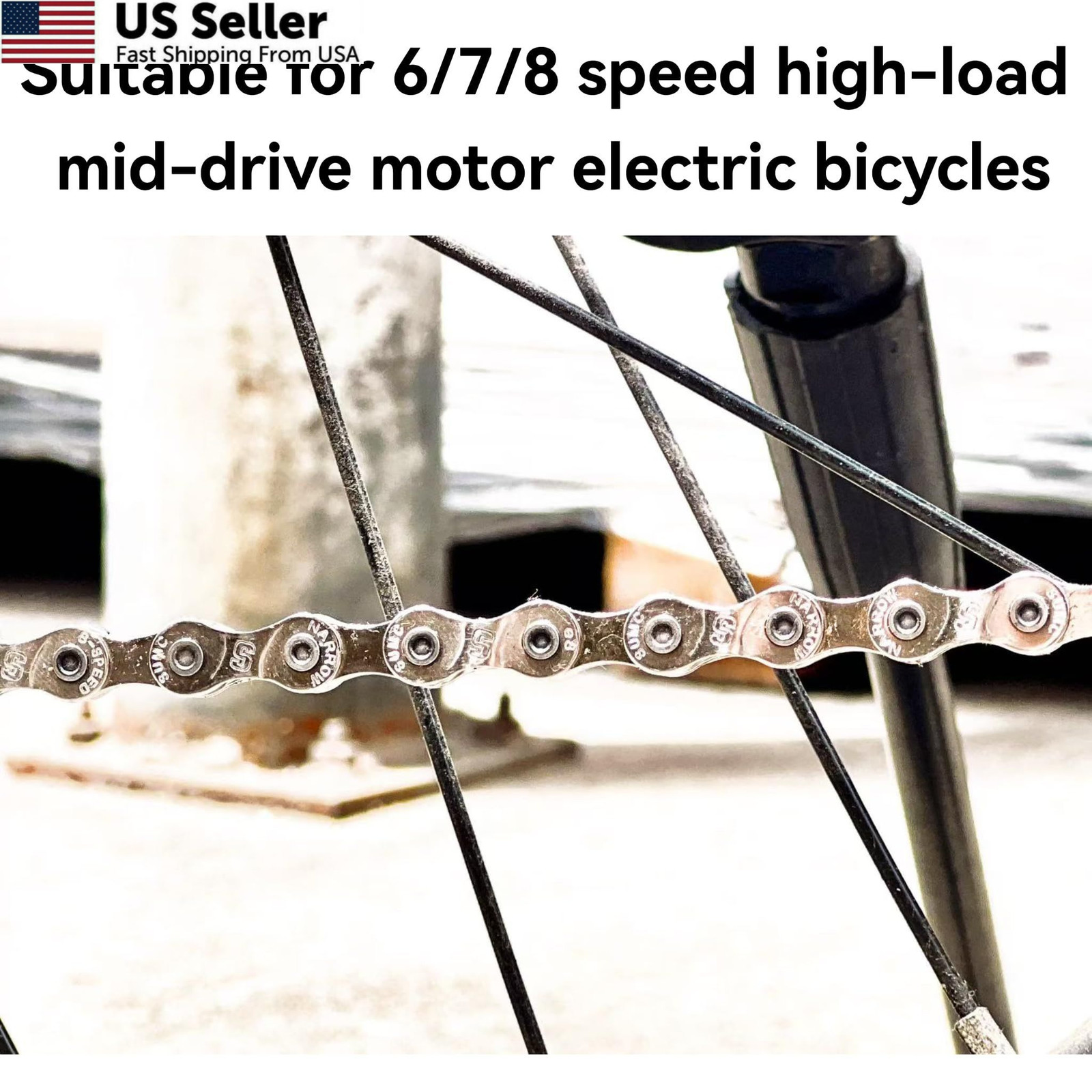 Heavy Duty Ebike Chain 6/7/8 Speed 136 Links, High Speed, Dark Silver
