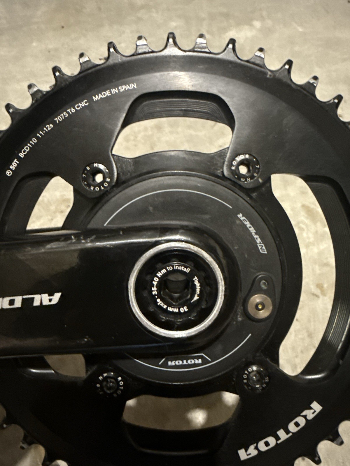 Rotor InSpider power meter Aldhu Carbon 165mm 30mm spindle 50 tooth