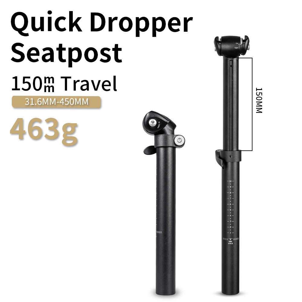 ZOOM Dropper Seatpost 31.6mm x 450mm 150mm Travel MTB Bike Seat Post CNC