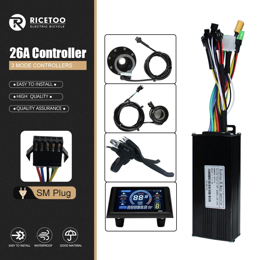 3-mode Sine Wave E-bike Brushless Controller 36V 48V 17A/26A/30A/40A 250W-2000W