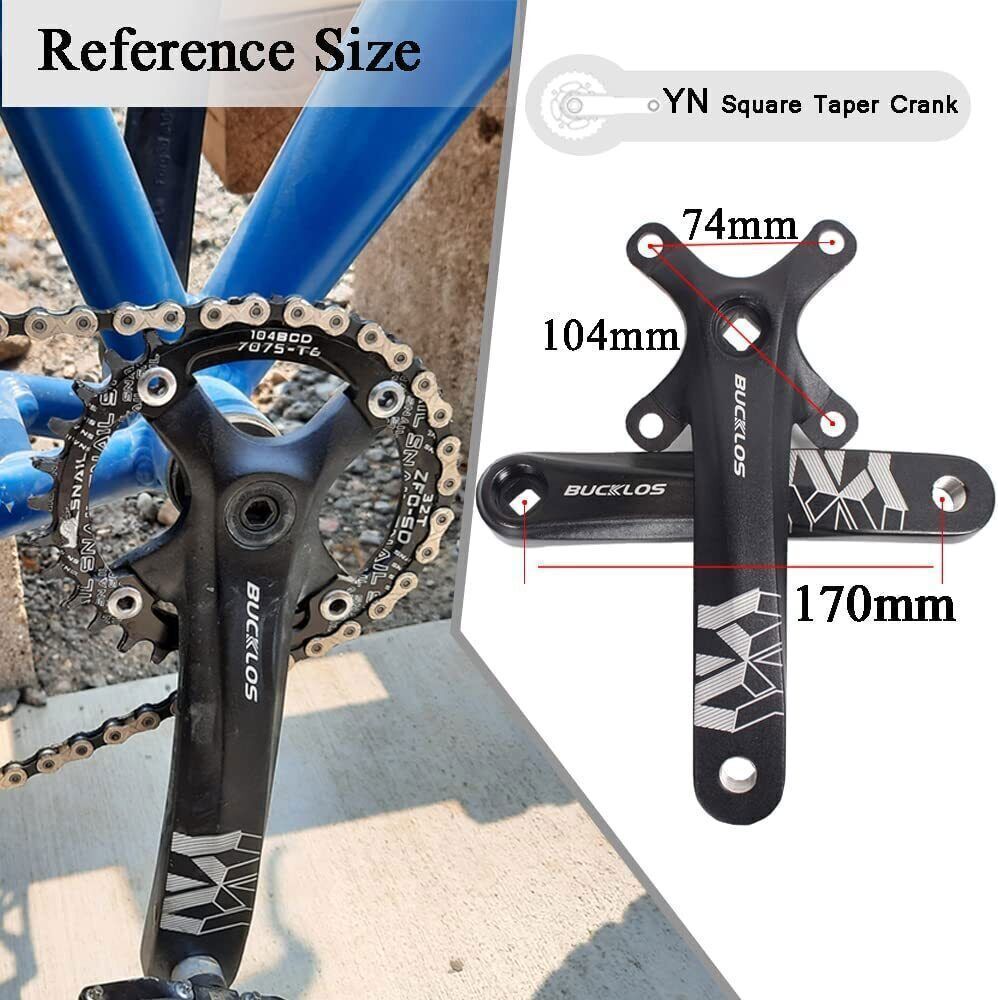 BUCKLOS 104BCD Crank 170mm Crankset 32-38t MTB Bike Narrow Wide Single Chainring