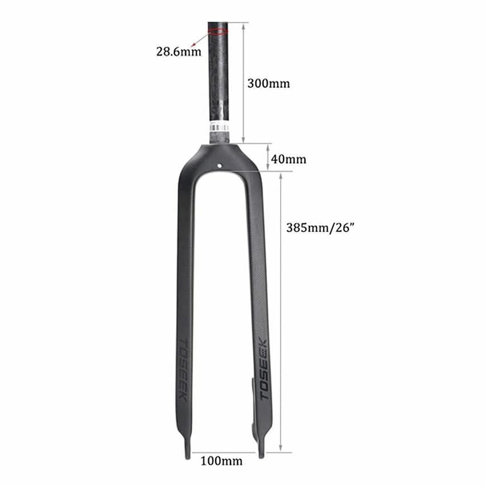 26″ TOSEEK 1-1/8″ Full Carbon Fiber MTB Fork Disc Brake Rigid Super Light Fork
