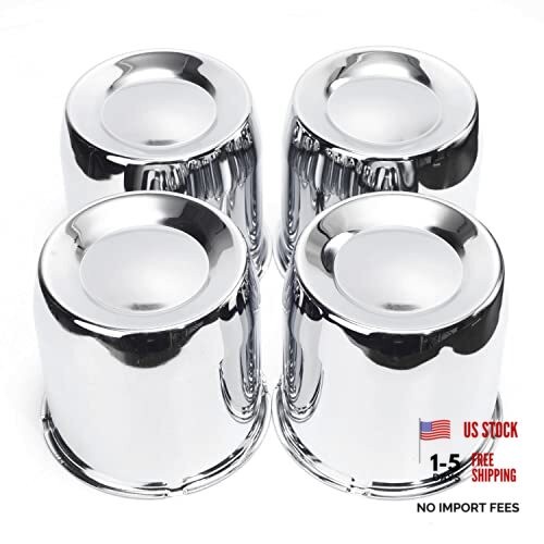 5.15in Trailer Wheel Center Caps Push 5.15″ Center Hole, 5″ Height Chrome