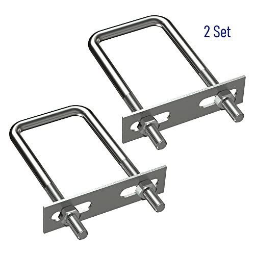 2 Sets 304 Stainless Steel Square U-Bolts 2.75″(70mm) Inner Width, 70X110（W*L）