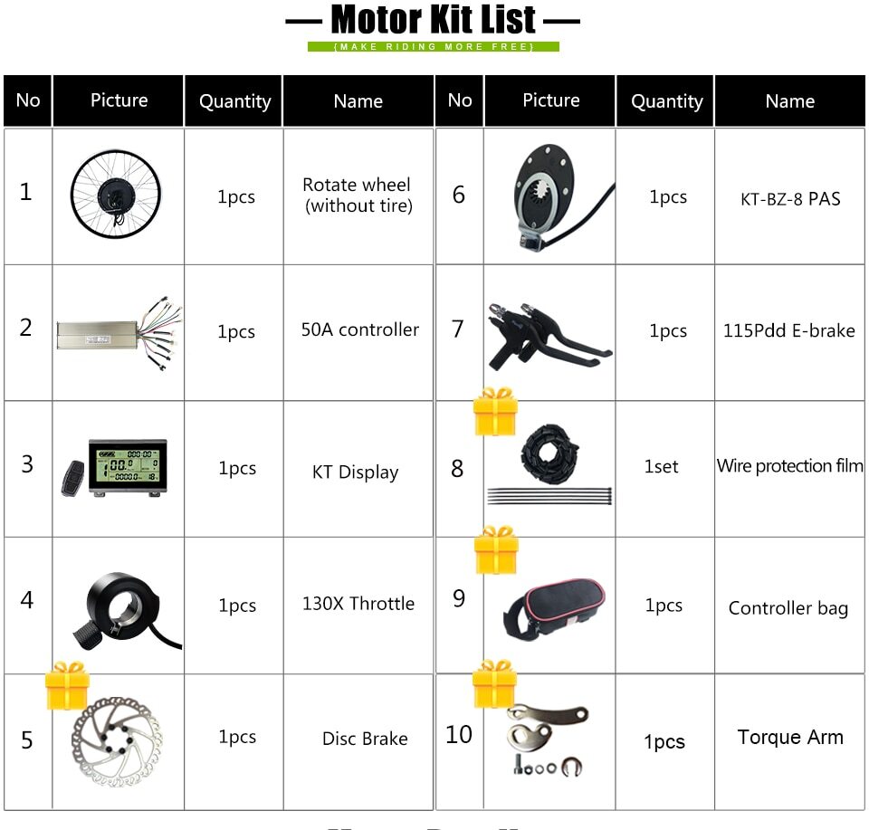48V 2000W Ebike Rear Rotate Gearless Motor Conversion Kit 50A Controller Display