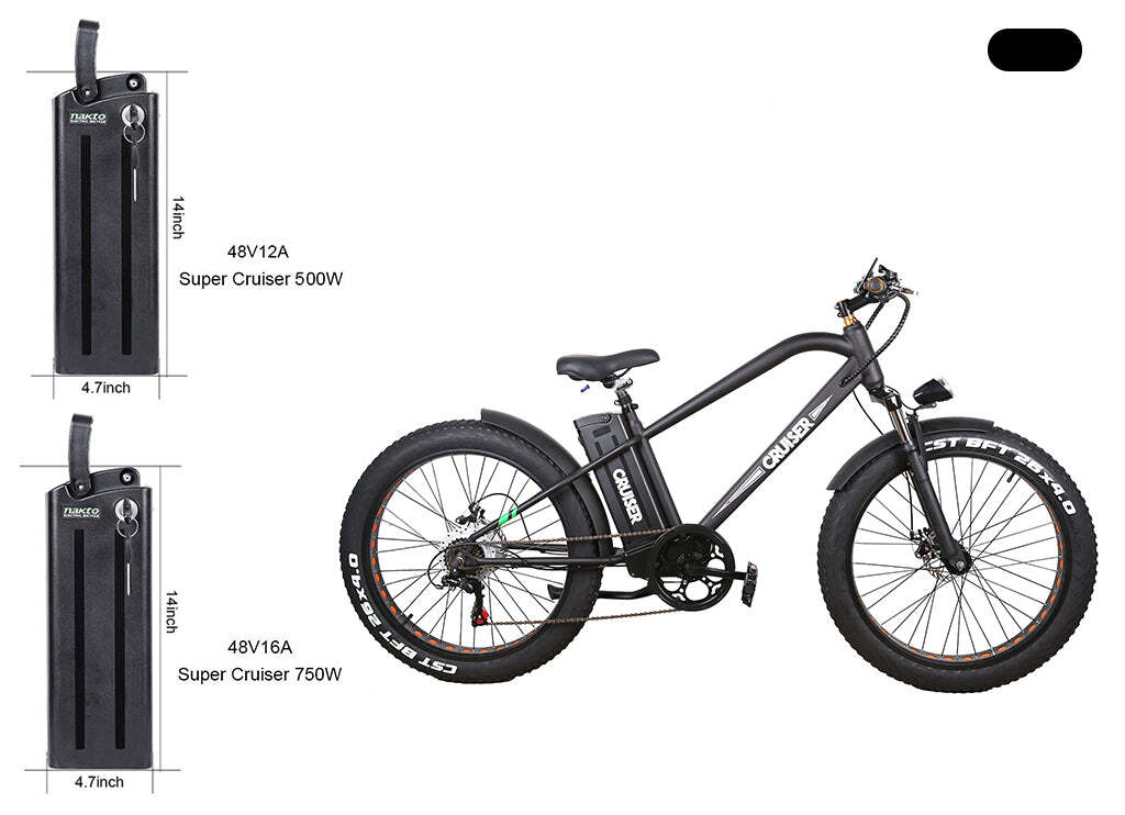 Electric Bike Battery For NAKTO Ebike 48V Super Cruiser 500/750W