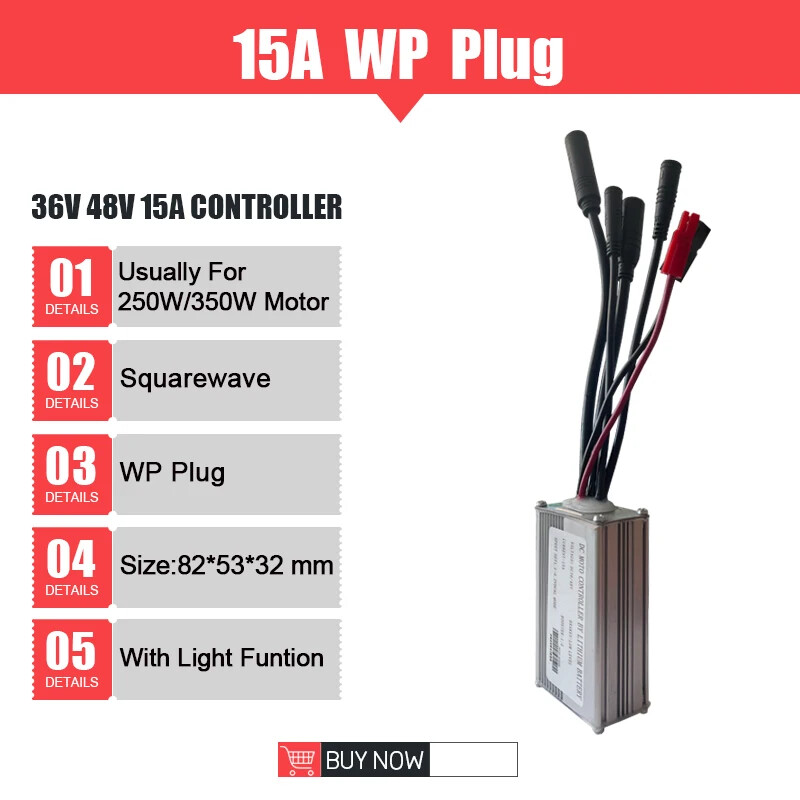 Ebike Controller 36V 48V 250W-1500W Waterproof Plug 15A/17A/22A/25A/30A/35A