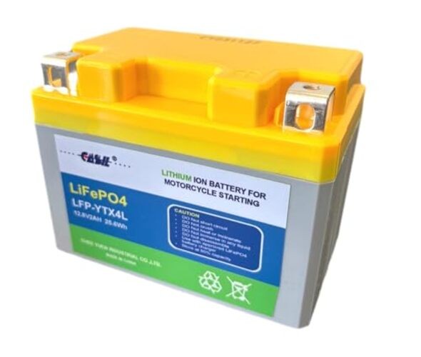 YTX4L-BS Lithium LiFePO4 Motorcycle Battery, 12 V 2 Ah, 120 CCA, Built in BMS,