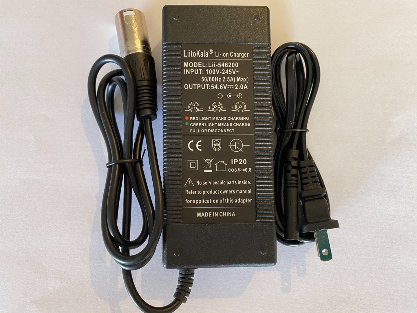 48V 2A Li-ion Lithium Battery Charger 54.6V/2A 13S 3-pin XLR plug
