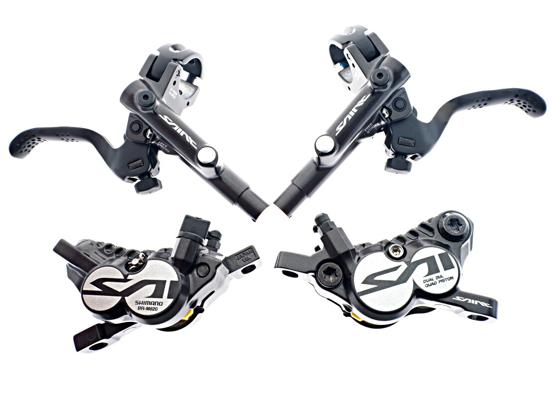 Shimano SAINT BL-M820-B BR-M820 4 Piston Brake Set w/Metal Pads Front&Rear READ