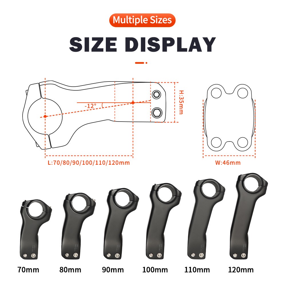 TOSEEK Carbon Fiber Stem -12° Bicycle Road/MTB Handlebar Stem Table Bike Parts