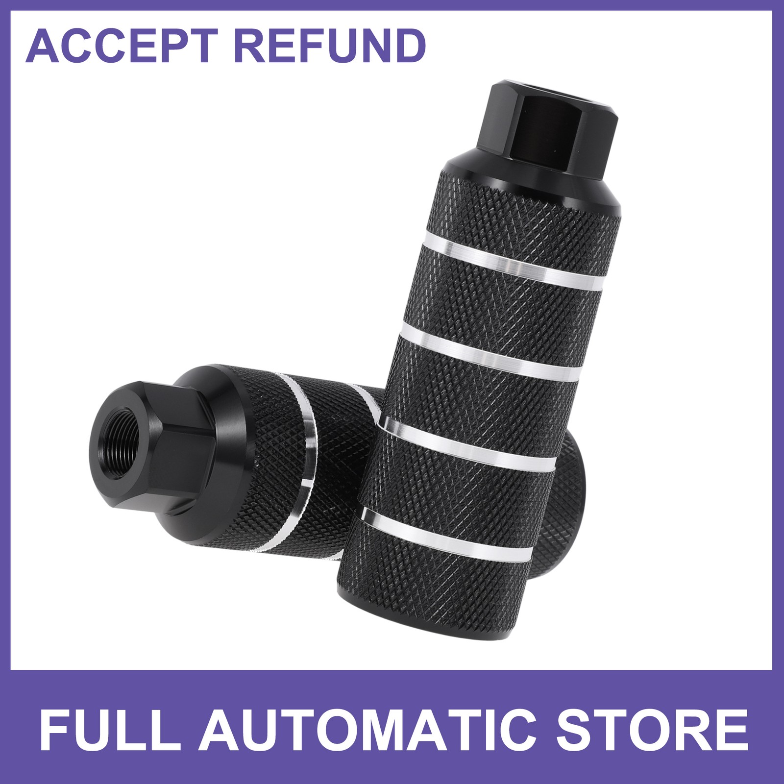 2Pcs Bike Pegs 110mm Four Stripes Texture Cycling Foot Pegs Black