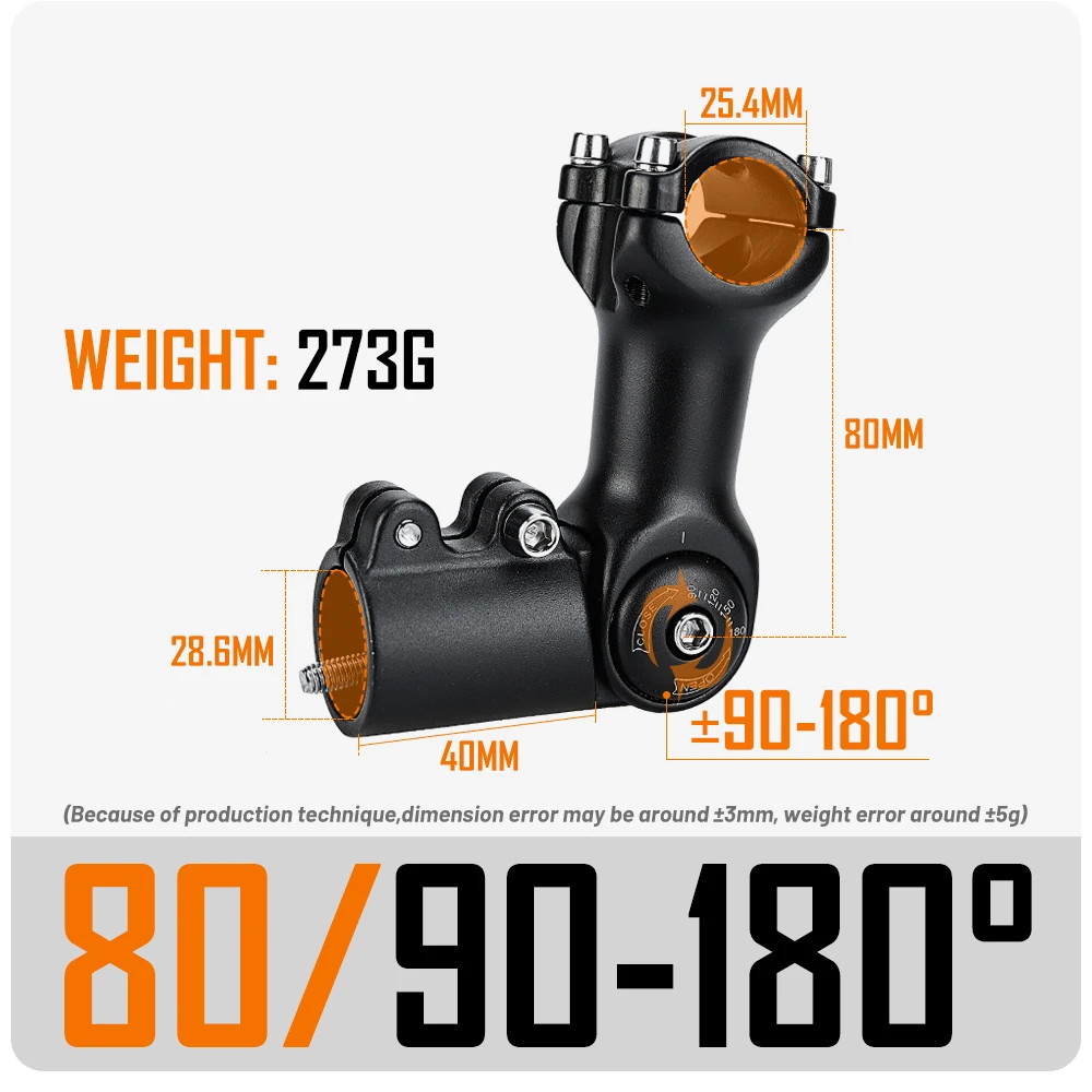 Bicycle Adjustable Stem 25.4/31.8mm Riser Bicycle Handle 60 / 80 / 93 / 100mm