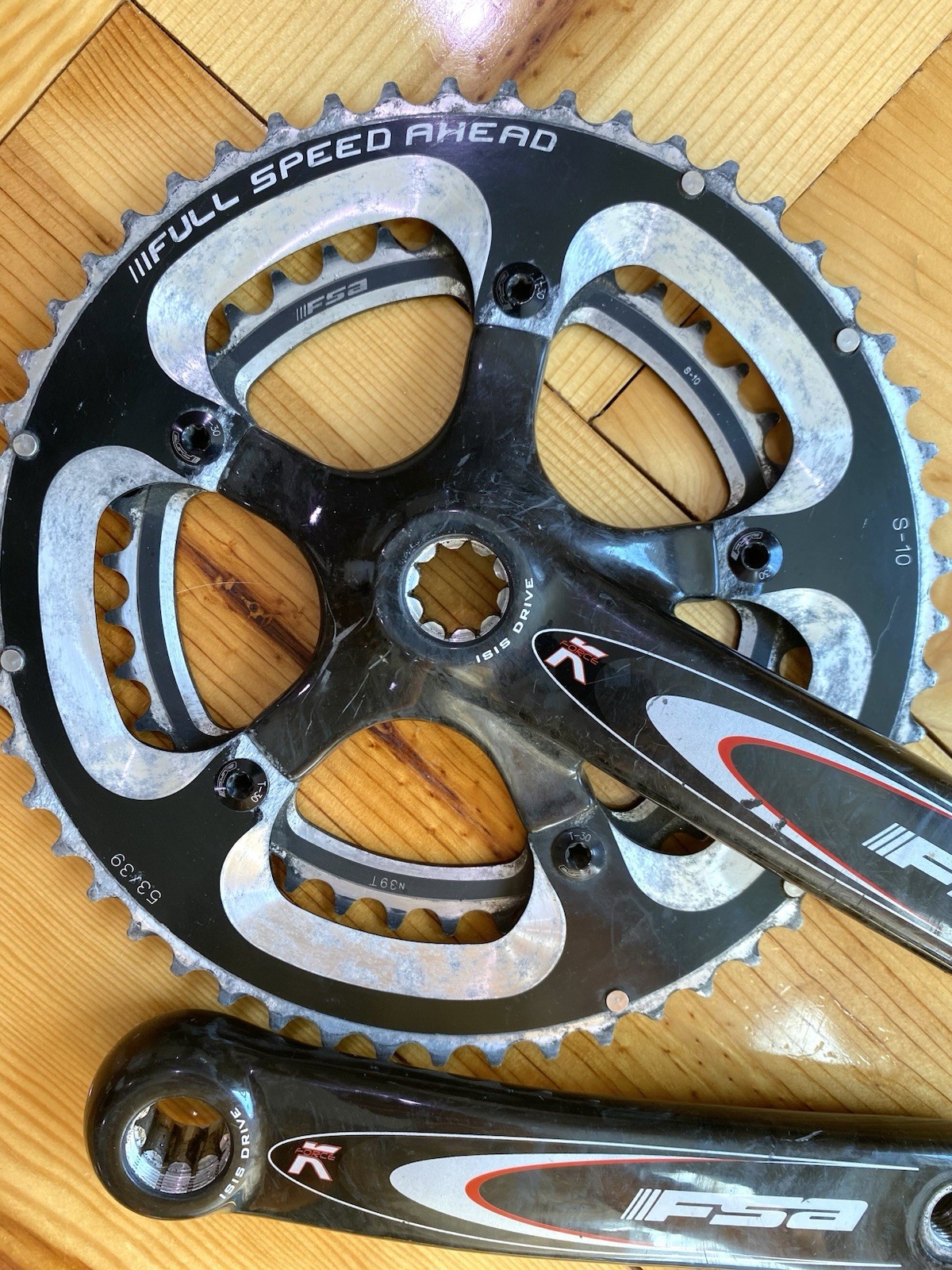 FSA K FORCE LIGHT CARBON CRANKSET 172.5MM TRIPLE 53/39 TOOTH