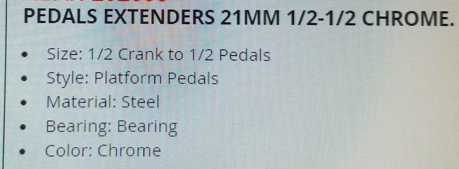 2 BICYCLE PEDAL EXTENDERS 21MM 1/2 TO 1/2 CHROME , RIGHT & LEFT SIDE