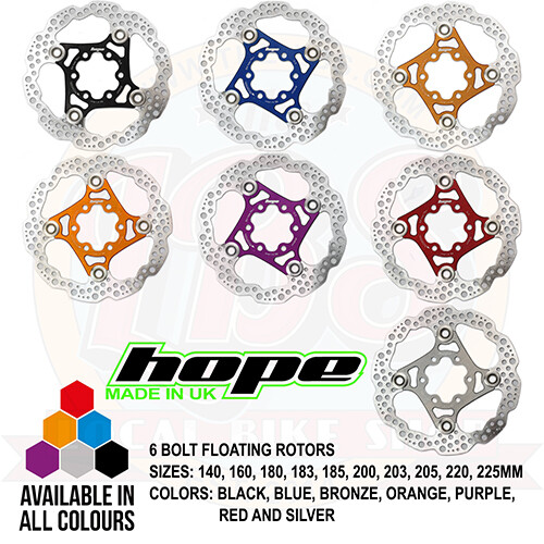 Hope 6 Bolt Floating Disc Rotor – All Colors and Sizes – Brand New