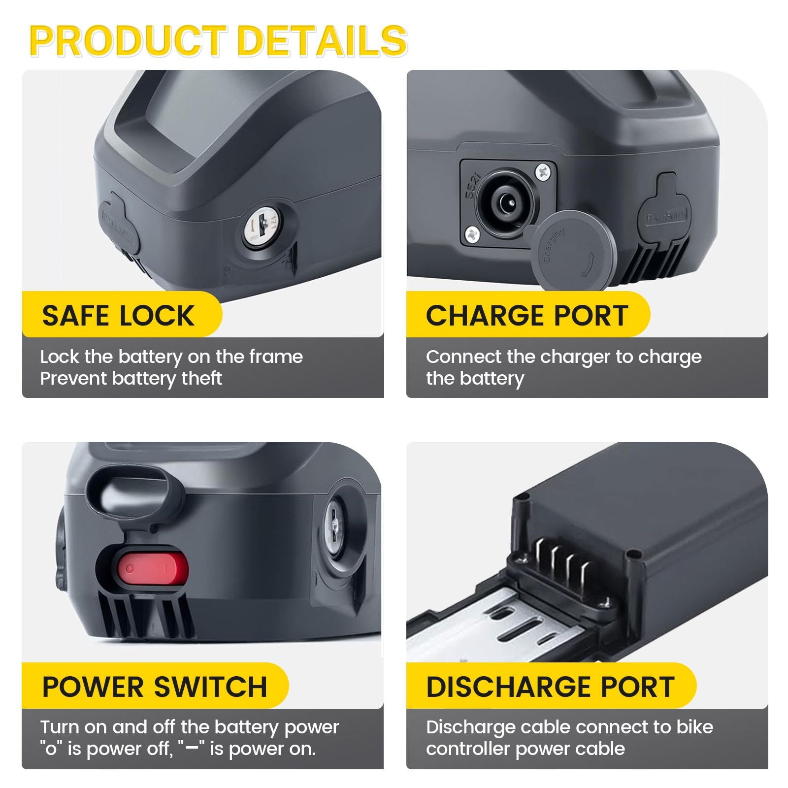 48V 10.4Ah eBike Battery Replacement for TotGuard 26″ Electric Bike T-266