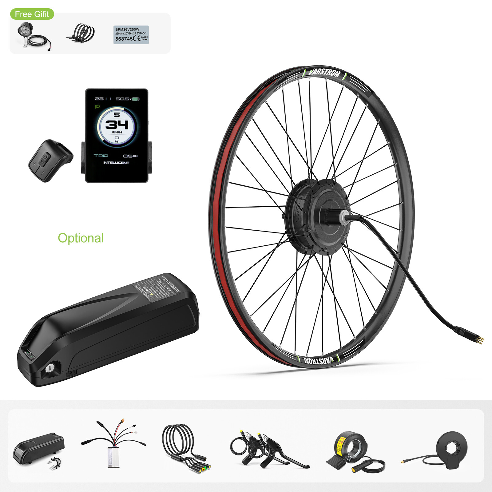 500W 26» 27.5″ 48V eBike Conversion Kit Rear Wheel Hub Motor w/ LCD Display USA