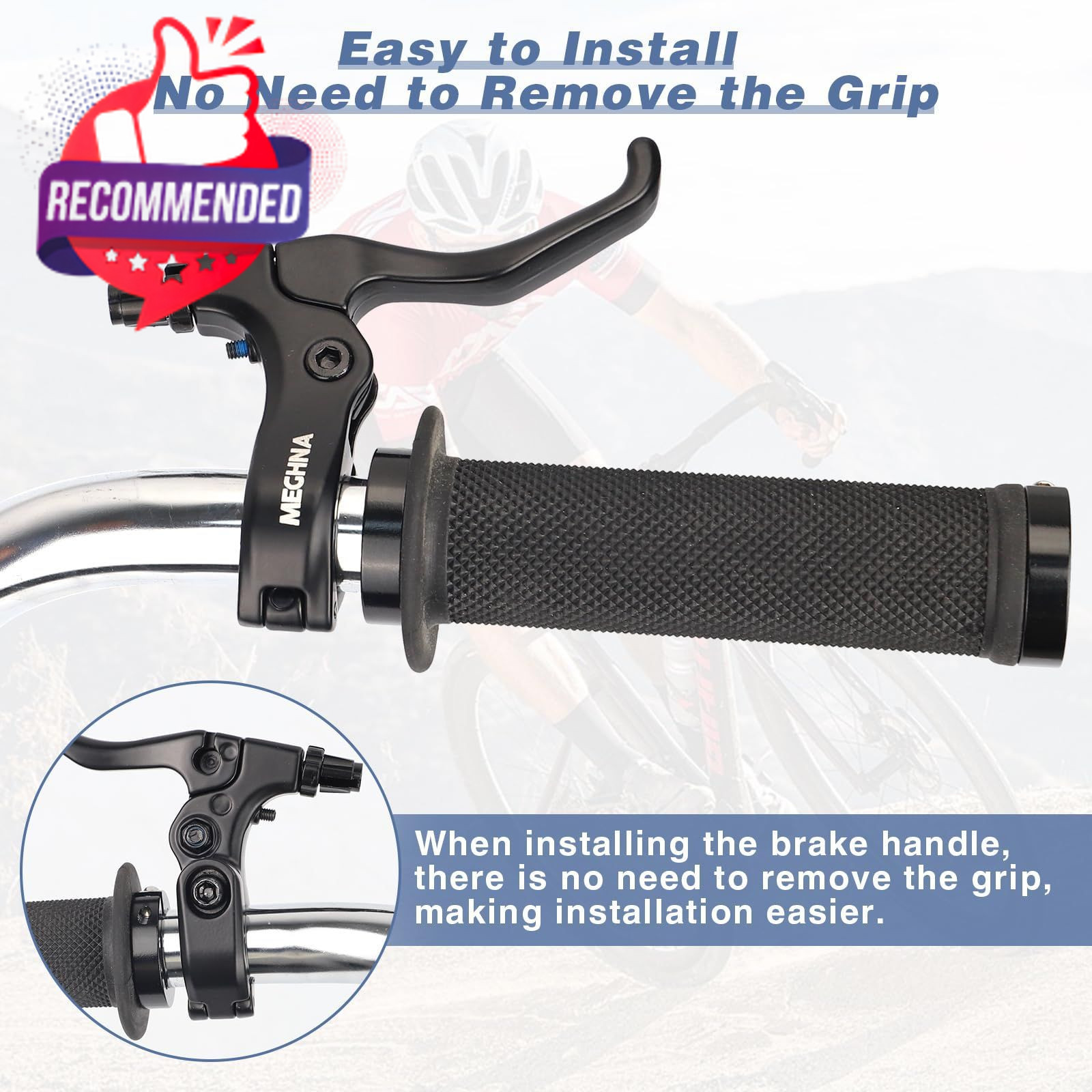 Bike Brake Set Rear U Aluminum Alloy Right Black 3-Piece Lightweight