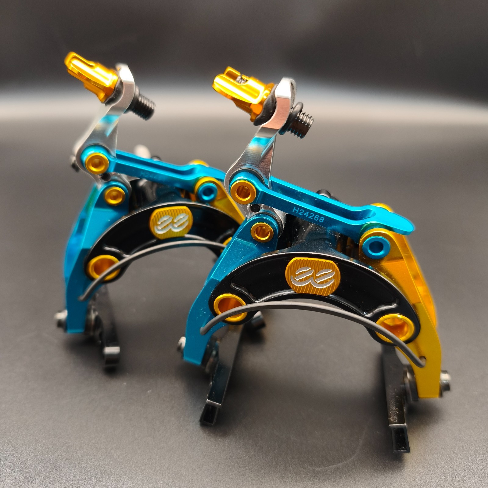Cane Creek G4 eeBrake Aquaking Edition Regular Mount Set Turquoise/Gold