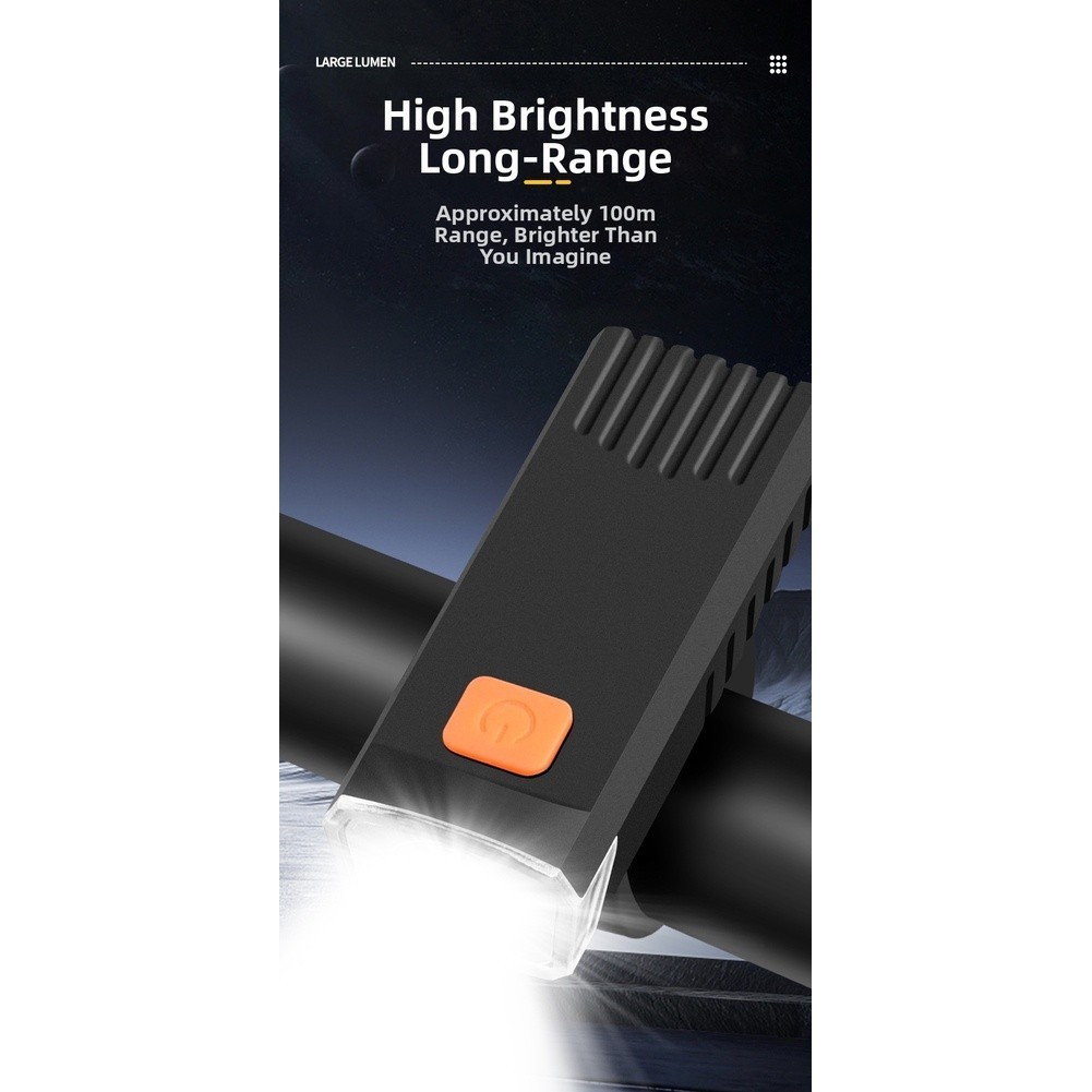 Rechargeable Front Light for Bicycle 100m Beam USB-C Quick Release Mount