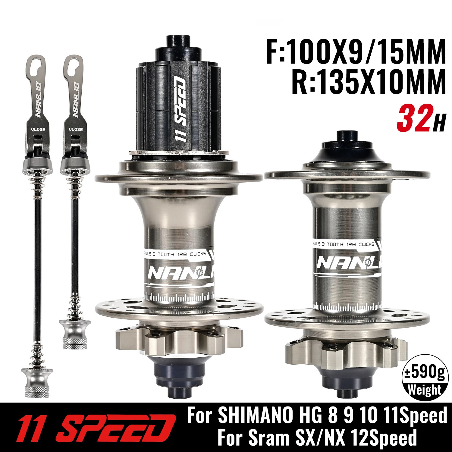 XD HG MS 28/32/36 Holes Mountain Bike Hubs 120Clicks Front 9*100mm Rear 135*10mm