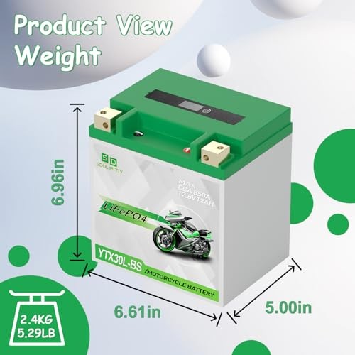 YTX30L-BS Lithium Motorcycle Battery, 12.8V 12AH 850 CCA NEW-YTX30L-12AH