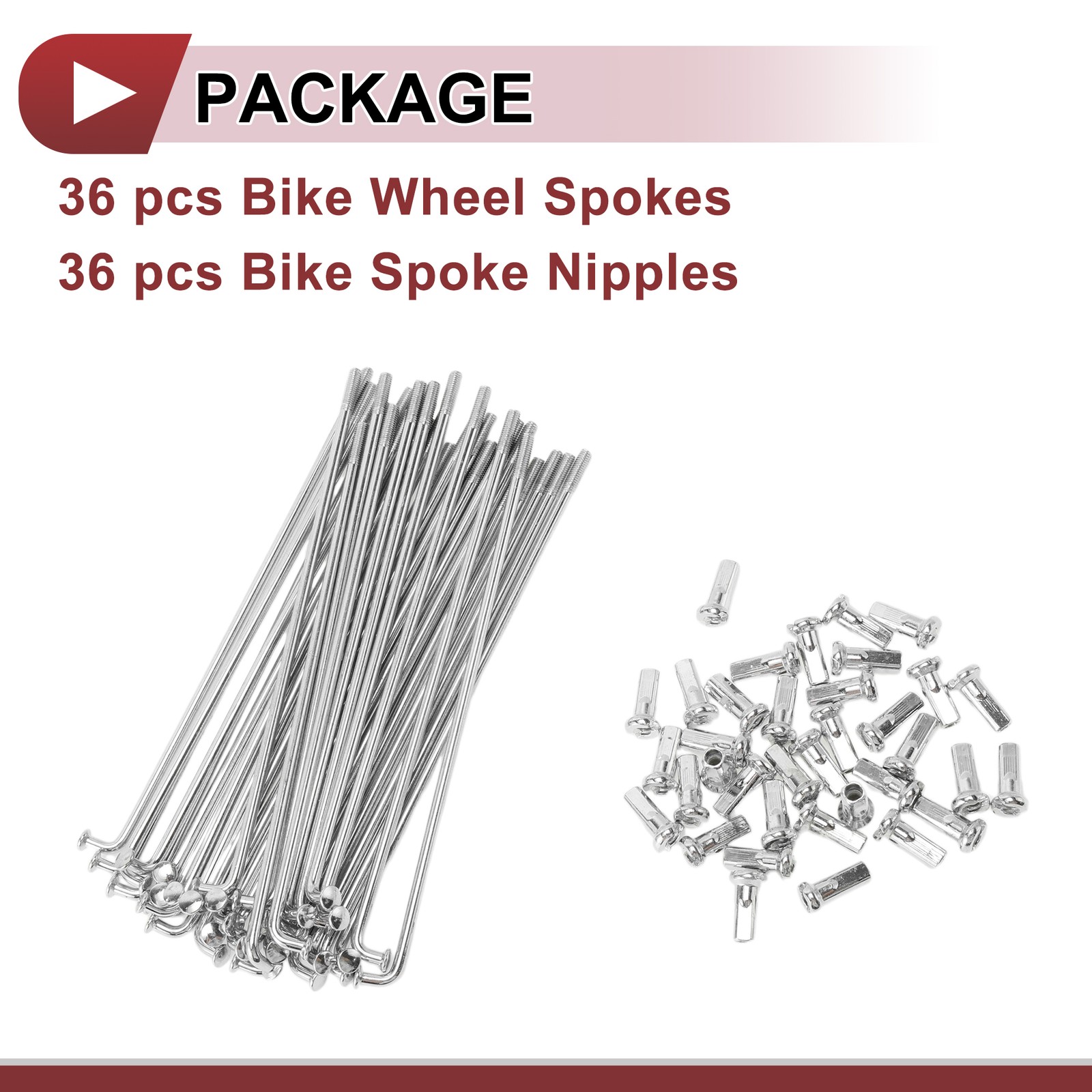 36 Set Bike Spokes 12G 114mm for Silver Galvanized Steel Bike