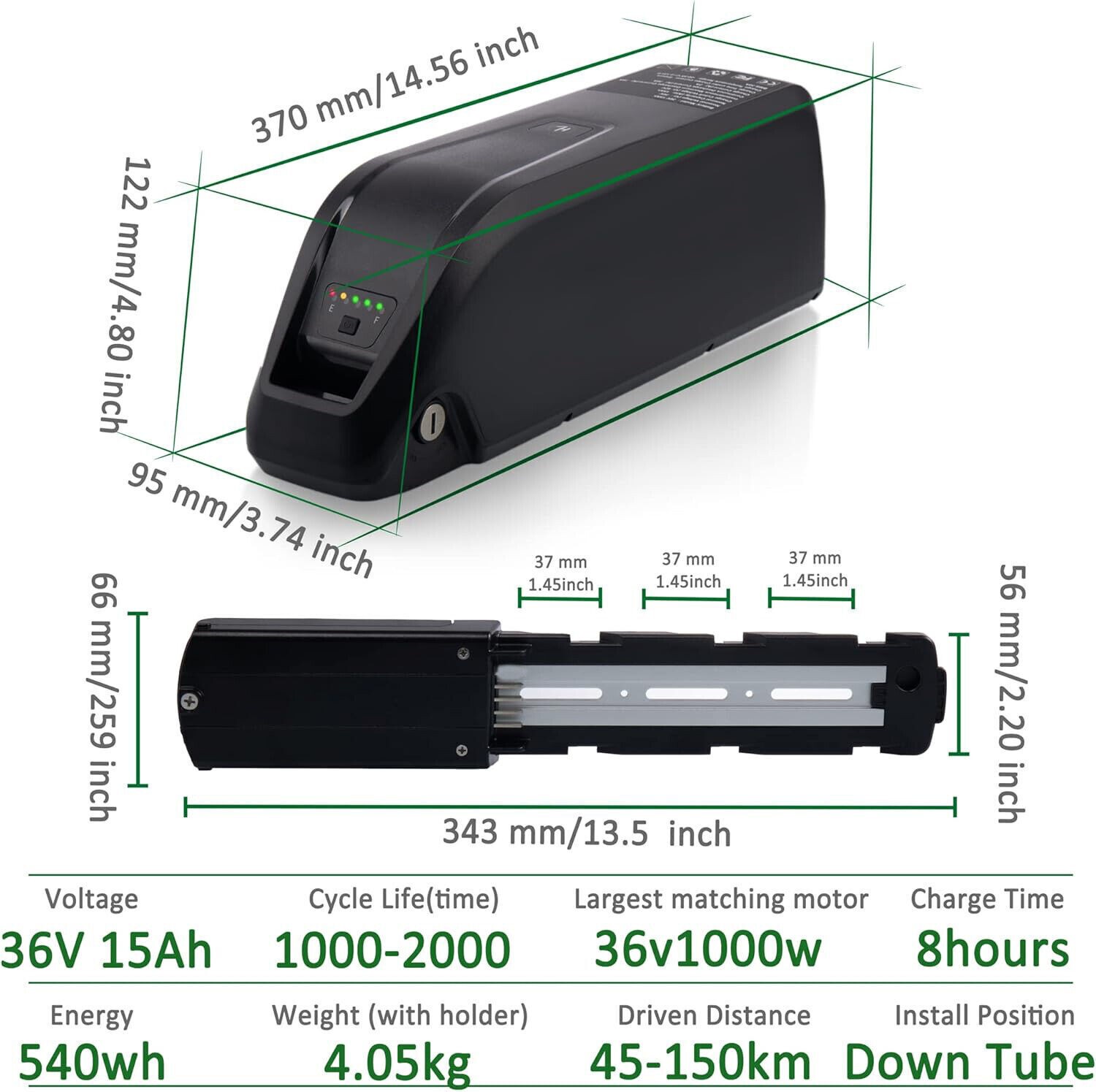52V 48V 36V 10Ah 15Ah 20Ah Electric Bicycle Ebike Lithium Battery Rechargeable