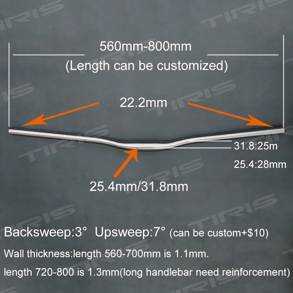 Tiris Titanium Riser Handlebar For 29 Mtb Bike Accessories Bicycle GR9Ti Custom