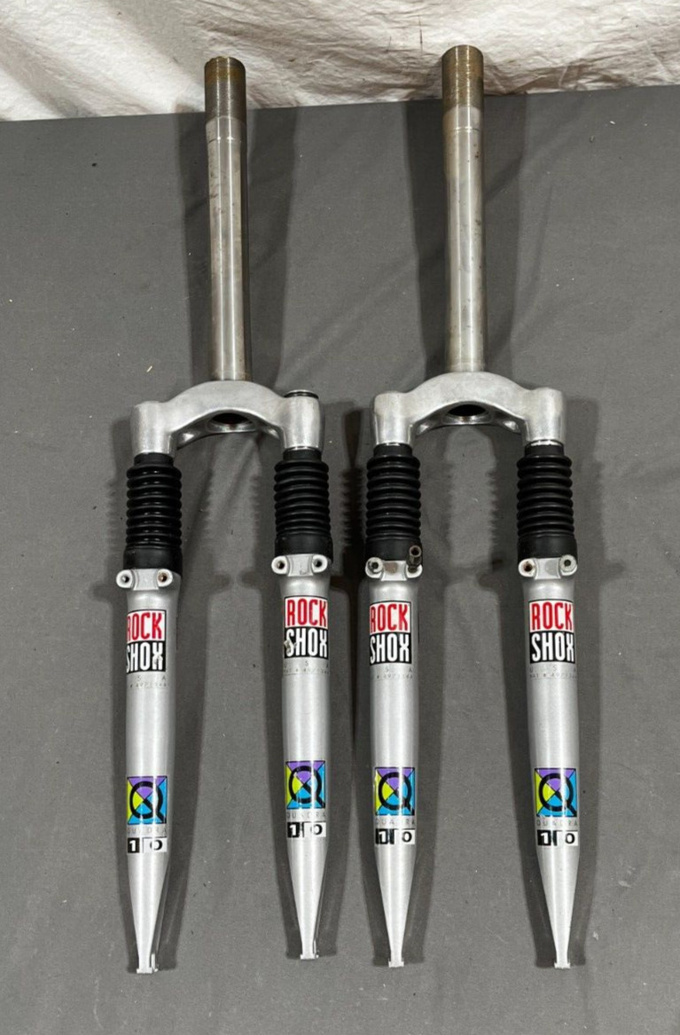 (2) Vintage Rockshox Quadra 10 Suspension Forks 255mm 1-1/4″ Threaded Steerers