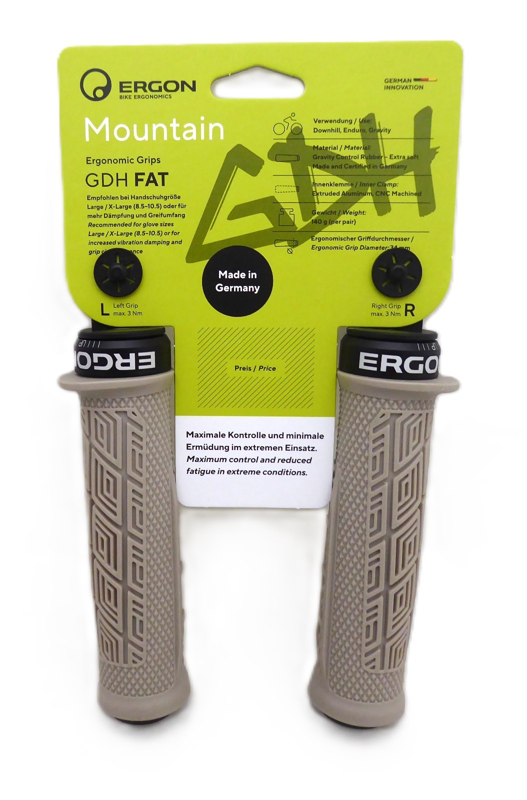 Ergon GDH Fat Downhill MTB Grips – Ergonomic Rubber Design, Slay Gray