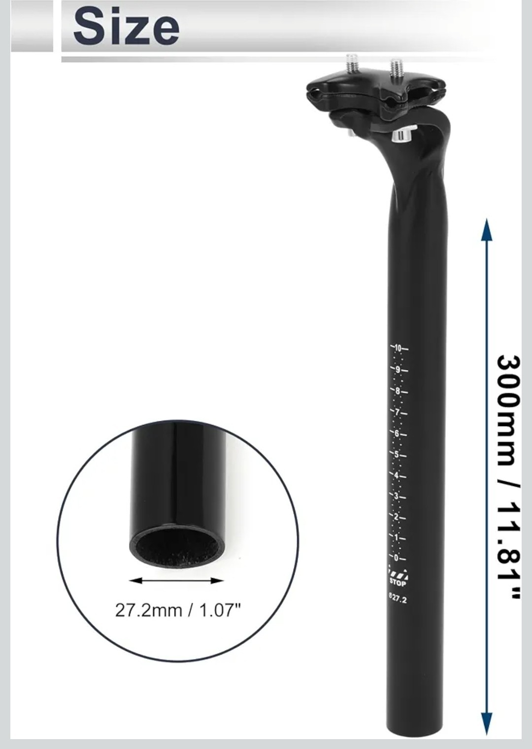 RATCHROLL 27.2x300mm Carbon Fiber Bike Seatpost Adjustable Saddle Post Black