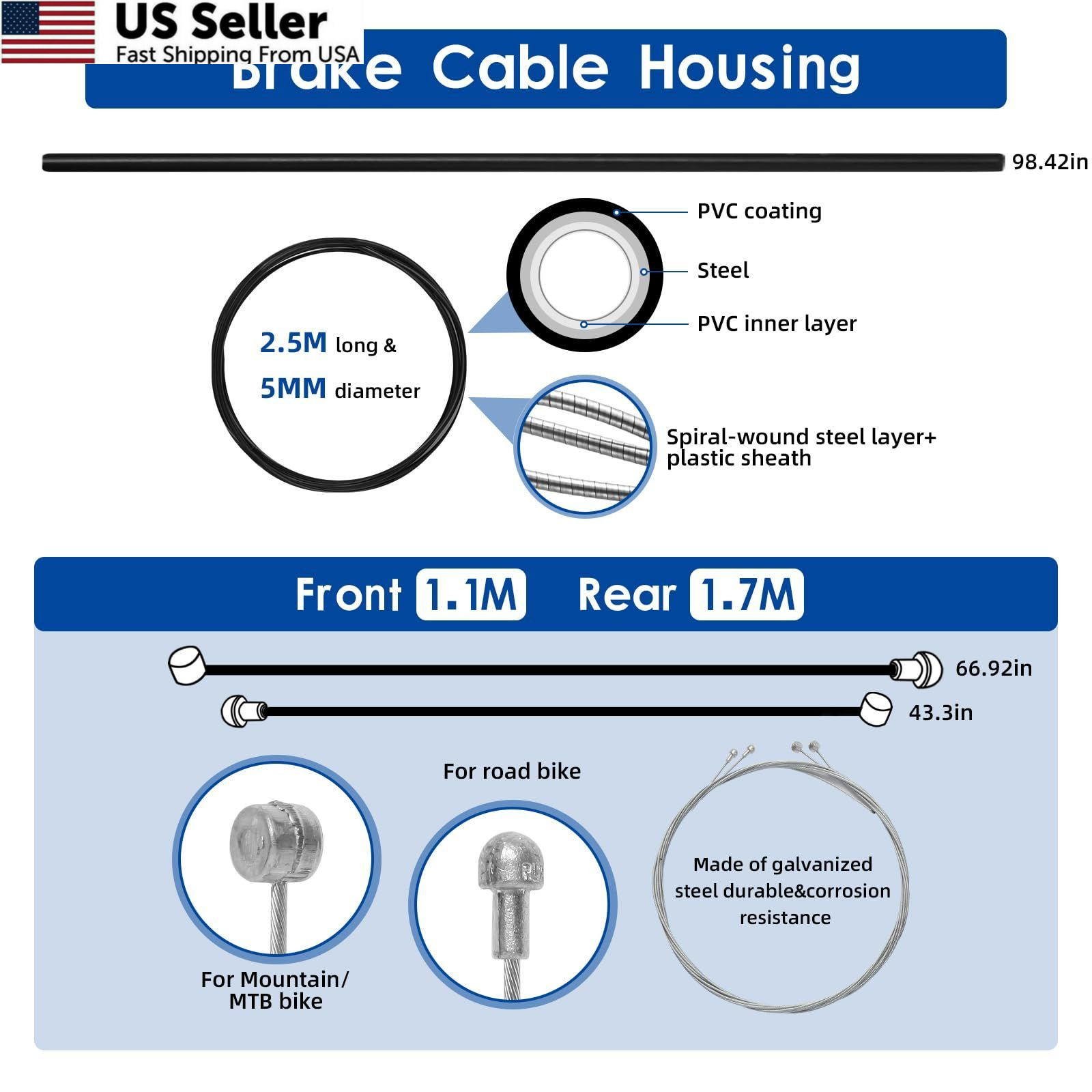 Universal Bike Brake Cable and Shift As shown in the picture, Black