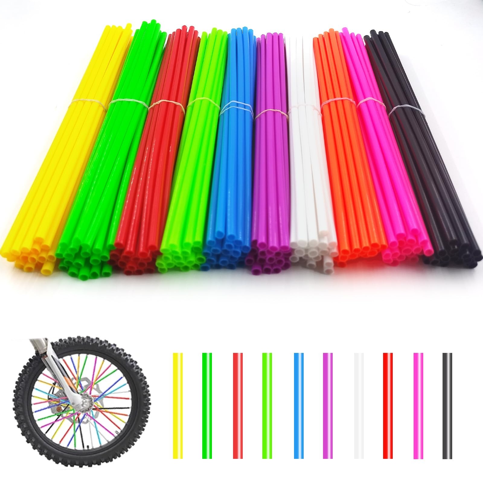DENGXINWEI 180 PCS Spoke Skins 9.45 x 0.2 x 0.2″, ‎10 Mixed Colors