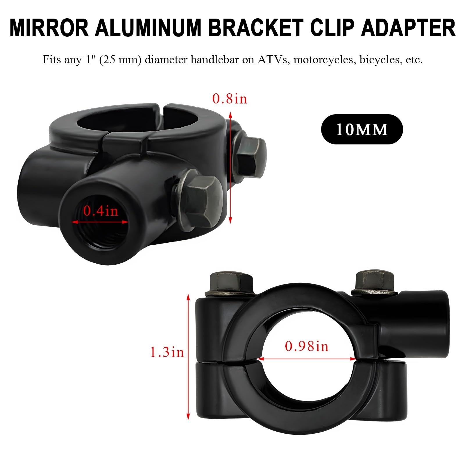 2PCS Aluminum Handlebar Mirror Mount Clamp for Motorcycle & Scooter