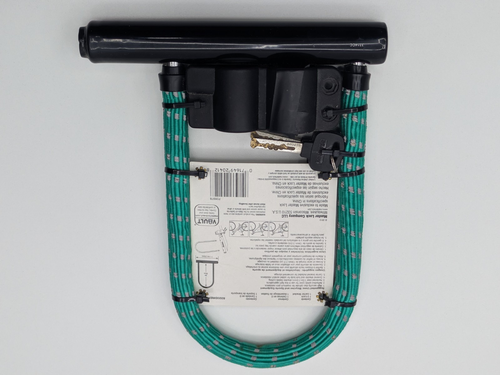 Master Lock Bicycle Bike Security Hardened Steel U-Lock w Carrier Bracket Teal