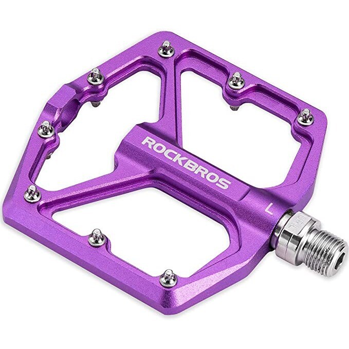 ROCKBROS Bike Pedals 9/16» Aluminum Alloy Flat Wide Platform Pedals 4 Bearings