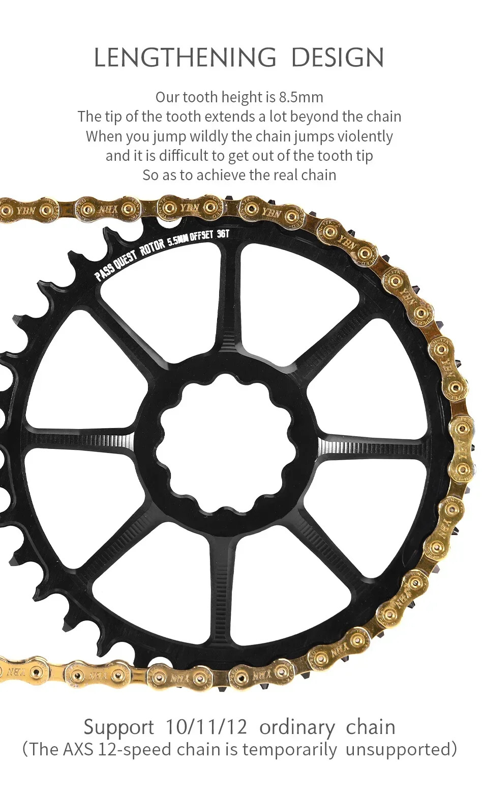 5.5mm Offset Round Bicycle Sprocket 28T-36T Road Bike Crankset Wide Chainrings
