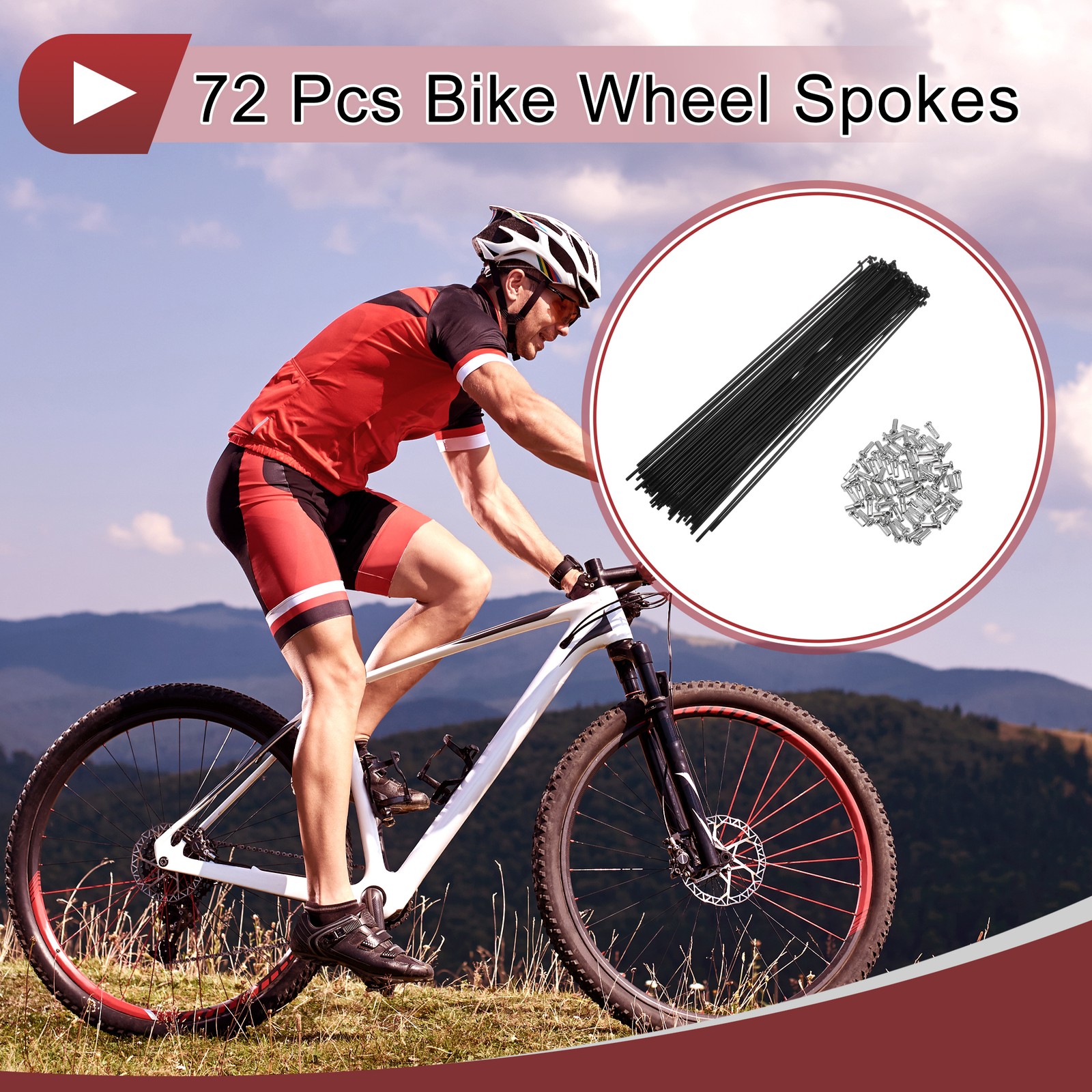 72 Set 14G Bicycle Spoke 231mm Bike Wheel Spoke Carbon Steel Black